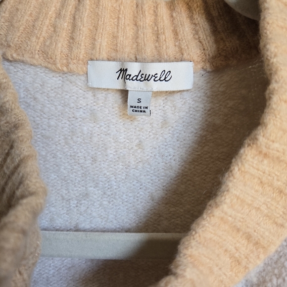 MADEWELL Wool Blend Colorblock Colburne Cardigan Sweater Coziest Textured Yarn S - Picture 4 of 6